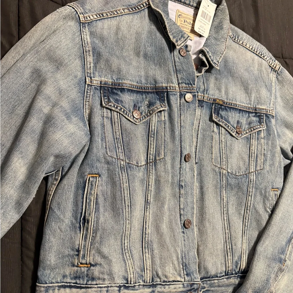 Ralph Lauren Blue Denim Jacket with Bear Print - Picture 3 of 12